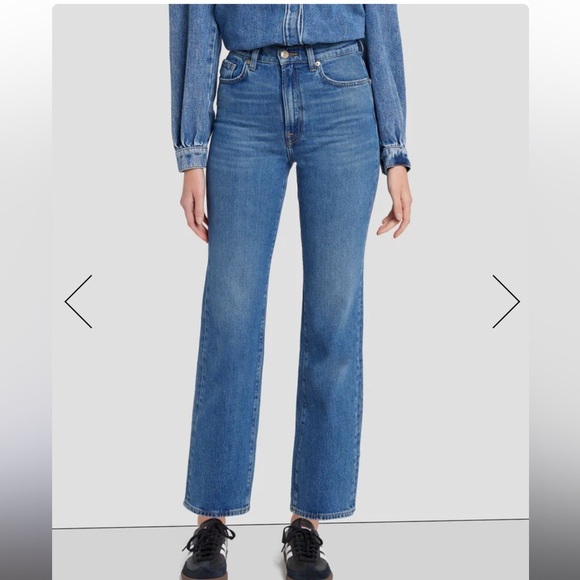 7 For All Mankind  Logan Stovepipe Explorer Jeans size 33 classic blue straight - Picture 2 of 15